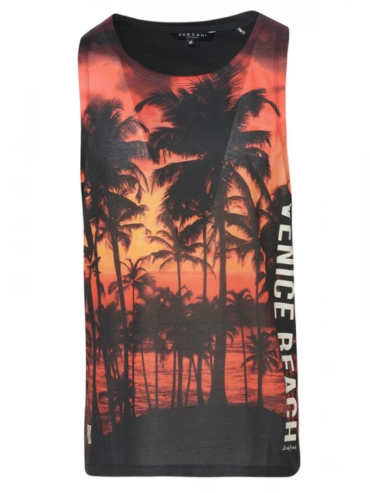 Foto van product KOROSHI Shirt oranje / koraal / zwart / wit