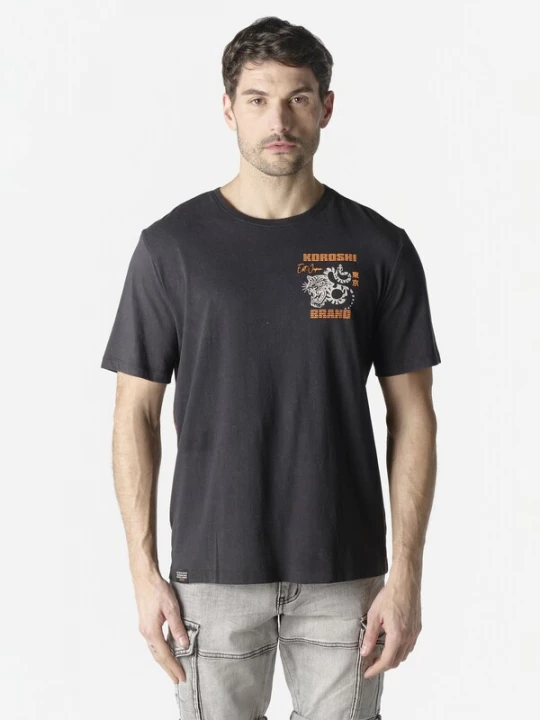 Foto van product KOROSHI Shirt oranje / zwart / wit