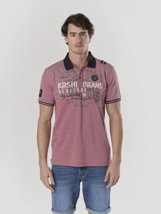 Foto van product KOROSHI Shirt pastelrood / zwart / wit