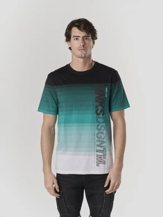 Foto van product KOROSHI Shirt petrol / mintgroen / zwart / wit