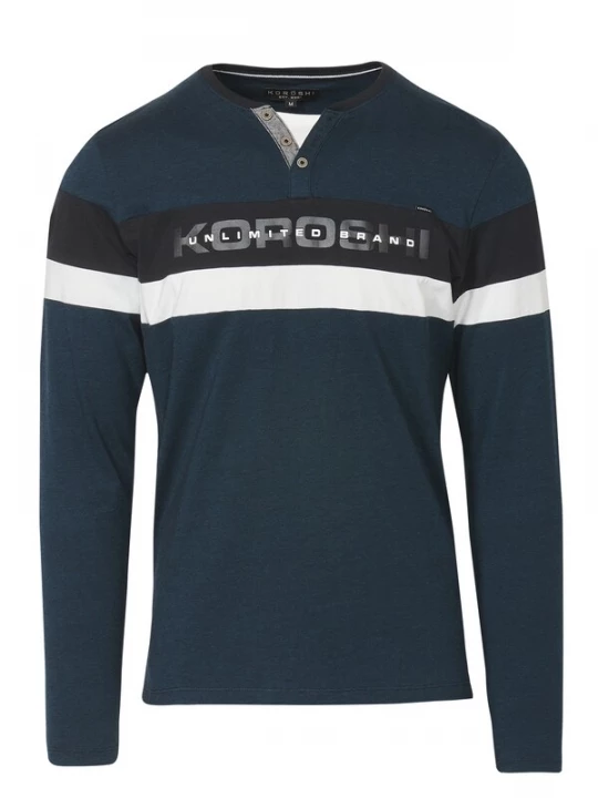Foto van product KOROSHI Shirt petrol / zwart / wit