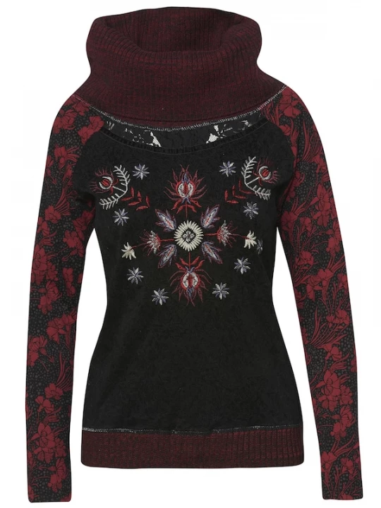 Foto van product KOROSHI Shirt rood / bordeaux / zwart / wit