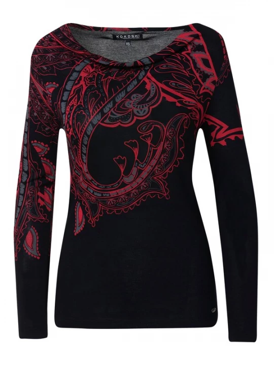 Foto van product KOROSHI Shirt rood gemêleerd / zwart
