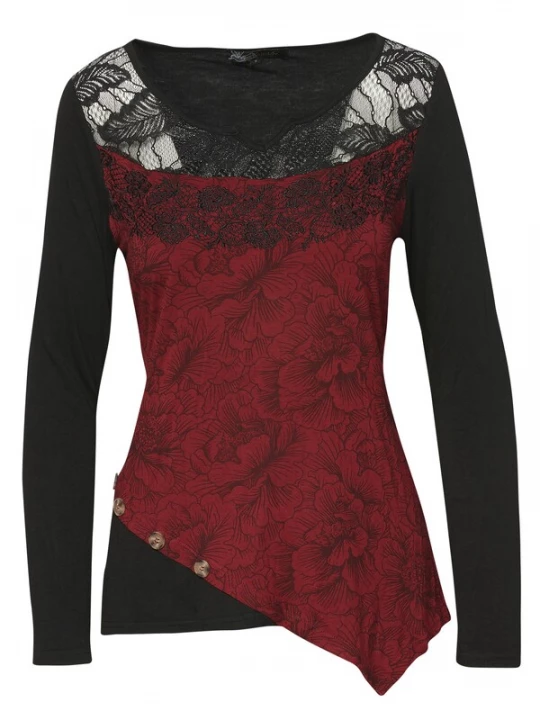 Foto van product KOROSHI Shirt rood / zwart