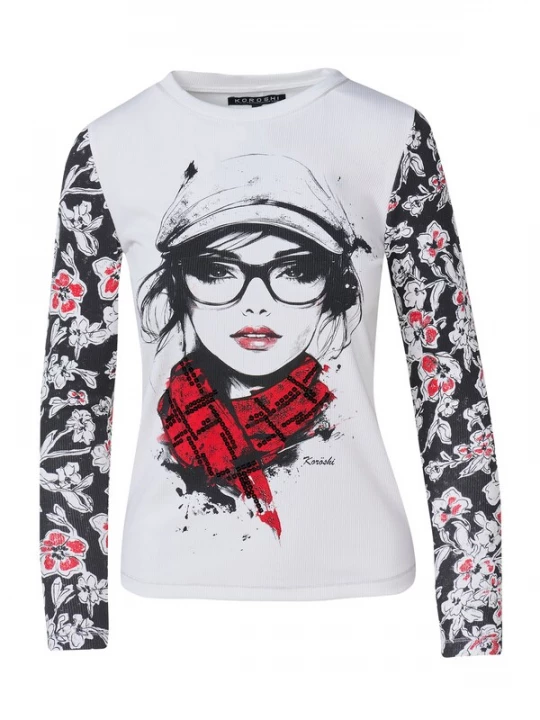 Foto van product KOROSHI Shirt rood / zwart / wit