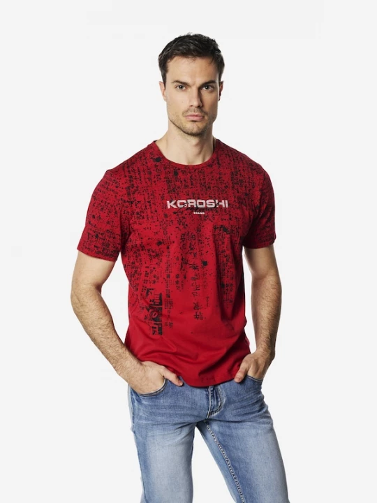 Foto van product KOROSHI Shirt rood / zwart / wit