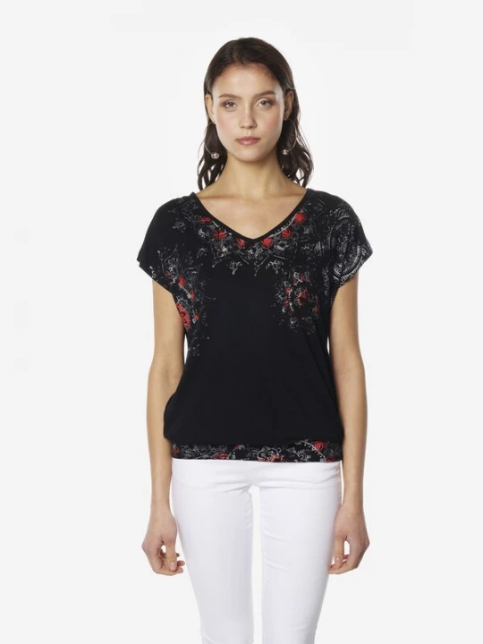 Foto van product KOROSHI Shirt rood / zwart / wit