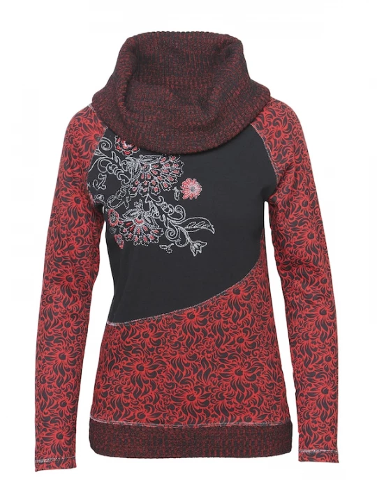 Foto van product KOROSHI Shirt rood / zwart / zilver