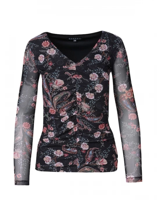 Foto van product KOROSHI Shirt rosa / zwart