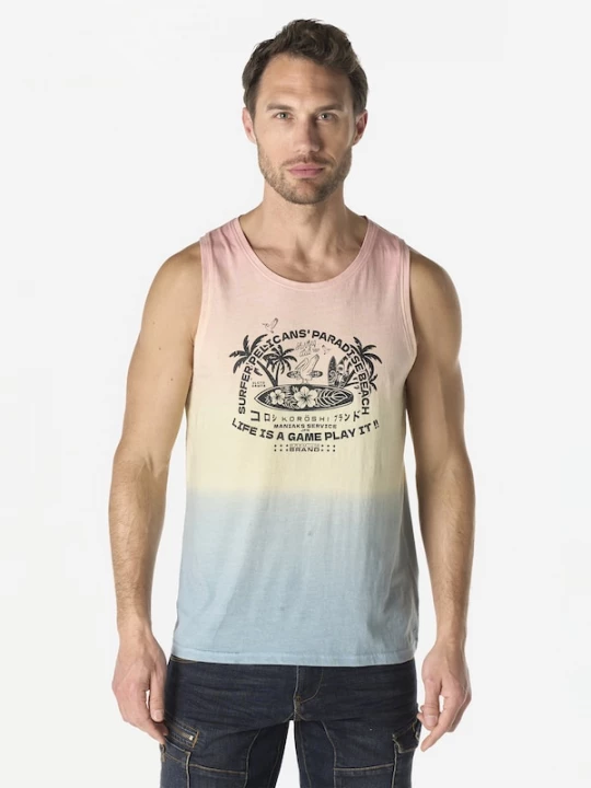 Foto van product KOROSHI Shirt royal blue / koningsblauw / lichtgeel / lichtrood / zwart