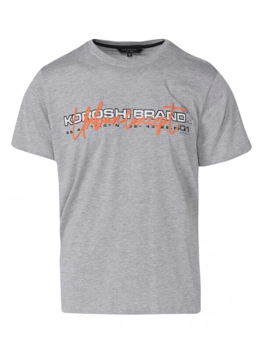 Foto van product KOROSHI Shirt stone grey / donkeroranje / zwart / wit
