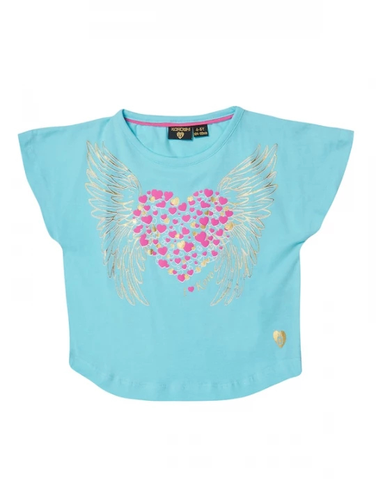 Foto van product KOROSHI Shirt turquoise / goud / pink / wit