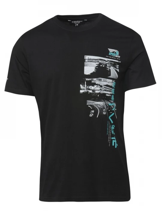 Foto van product KOROSHI Shirt turquoise / stone grey / zwart / wit