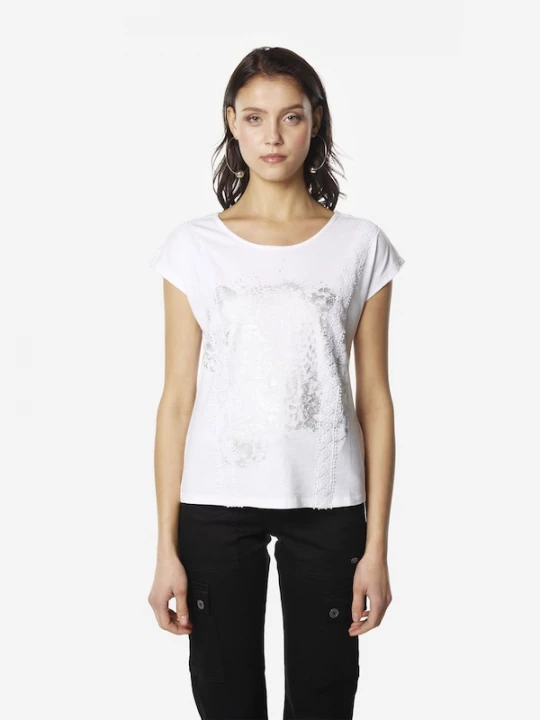 Foto van product KOROSHI Shirt zilver / wit