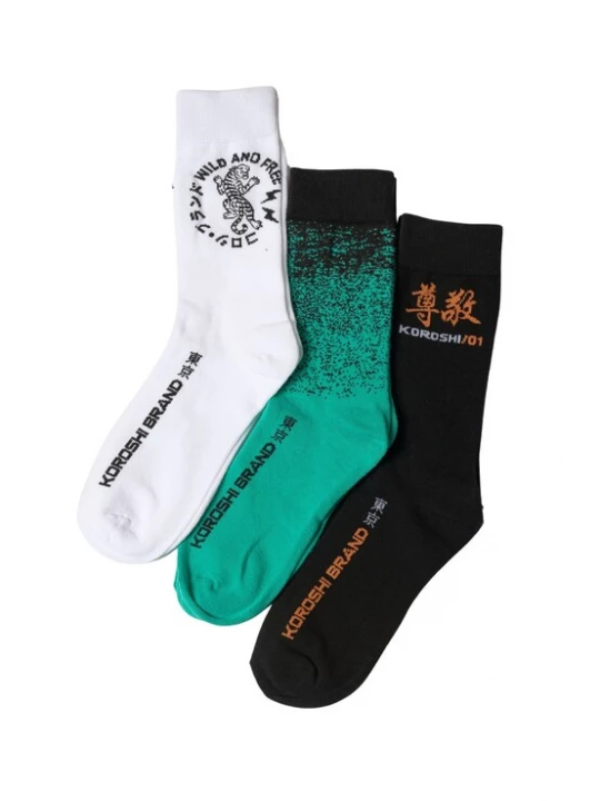 Foto van product KOROSHI Sokken pueblo / jade groen / zwart / wit