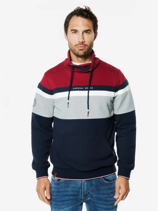 Foto van product KOROSHI Sweatshirt donkerblauw / lichtgrijs / karmijnrood / wit