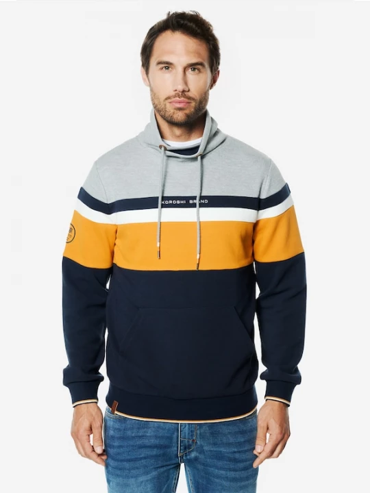 Foto van product KOROSHI Sweatshirt marine / oker / grijs / offwhite