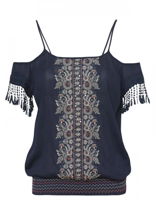 Foto van product KOROSHI Top beige / navy / rood