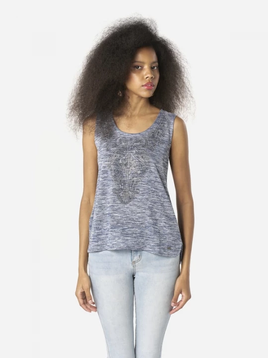 Foto van product KOROSHI Top blauw gemêleerd / zwart / zilver