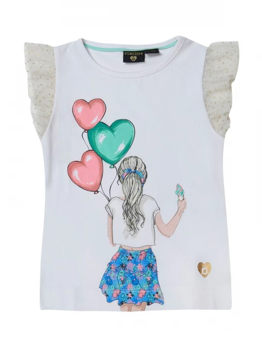 Foto van product KOROSHI Top blauw / turquoise / oudroze / wit