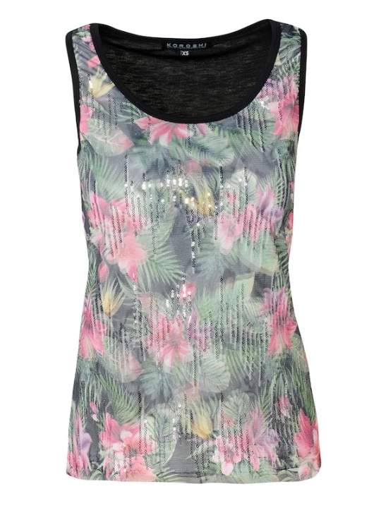 Foto van product KOROSHI Top geel / pastelgroen / lichtroze / zwart