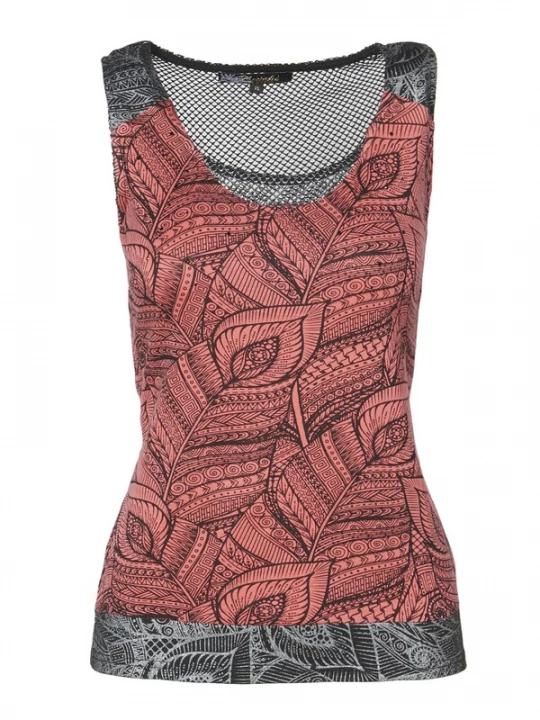 Foto van product KOROSHI Top grijs / pastelrood / zwart