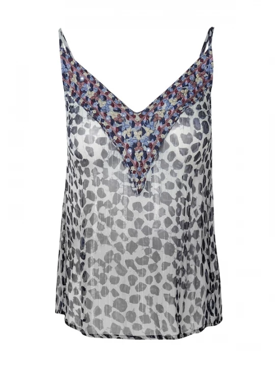Foto van product KOROSHI Top navy / bourgogne / offwhite