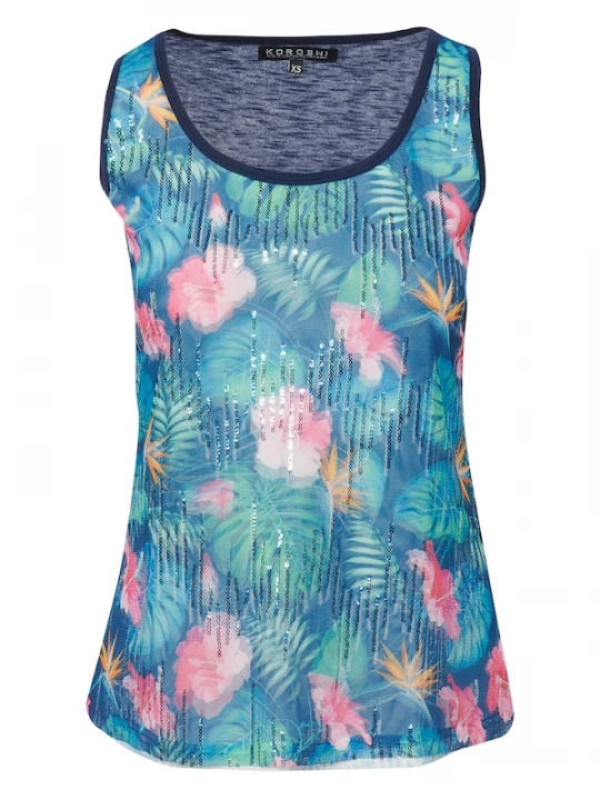 Foto van product KOROSHI Top navy / petrol / oranje / pink