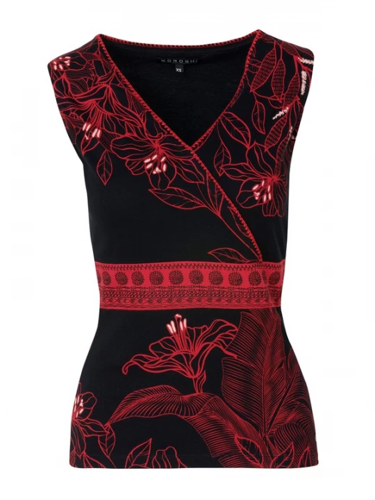 Foto van product KOROSHI Top rood / zwart / wit