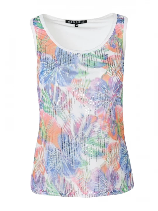 Foto van product KOROSHI Top violetblauw / oranje / rosa / wit