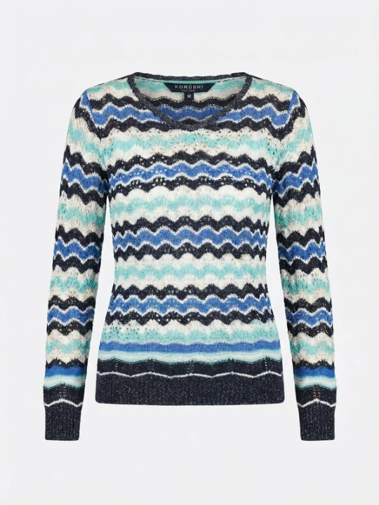 Foto van product KOROSHI Trui blauw / hemelsblauw / zwart