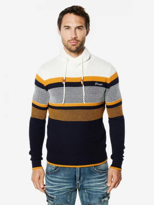 Foto van product KOROSHI Trui marine / oranje / offwhite