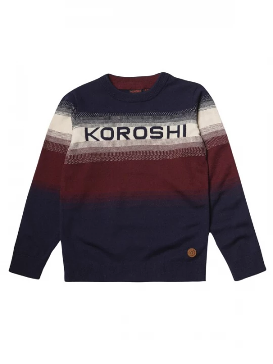 Foto van product KOROSHI Trui navy / bordeaux / zwart / wit