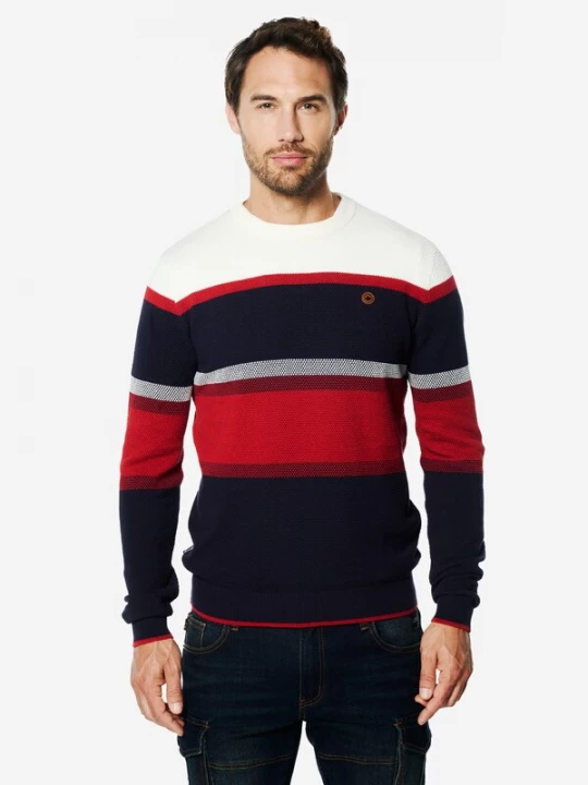 Foto van product KOROSHI Trui navy / donkerrood / wit