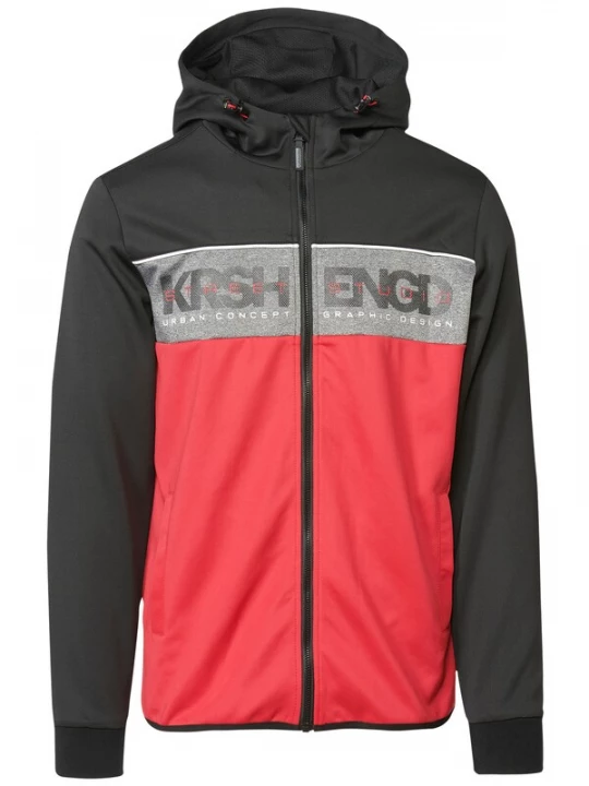 Foto van product KOROSHI Tussenjas grijs gemêleerd / knalrood / zwart / wit