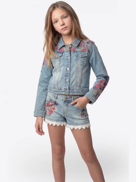 Foto van product KOROSHI Tussenjas navy / blauw denim / mosterd / magenta