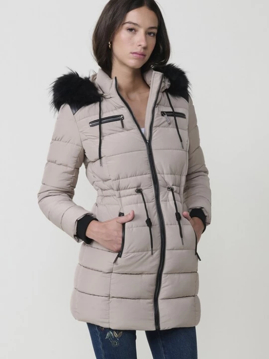 Foto van product KOROSHI Winterjas ecru / zwart