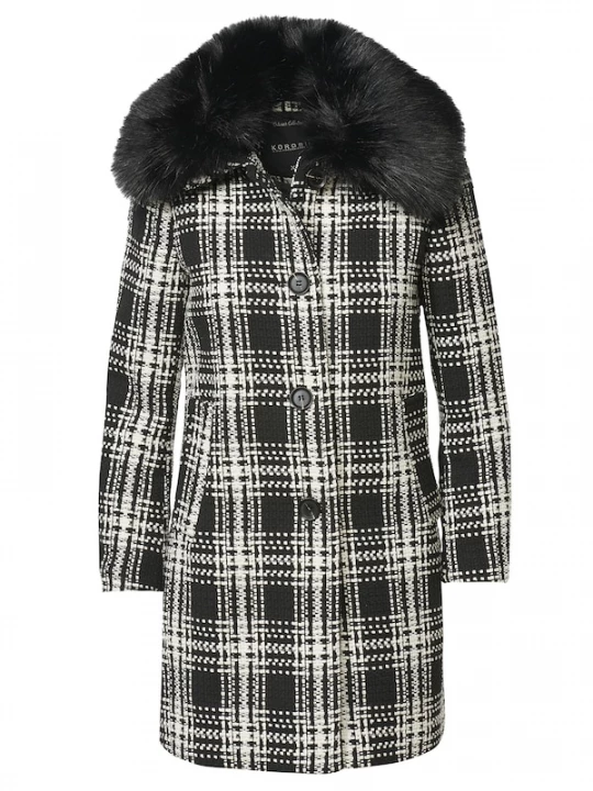 Foto van product KOROSHI Wintermantel zwart / wit