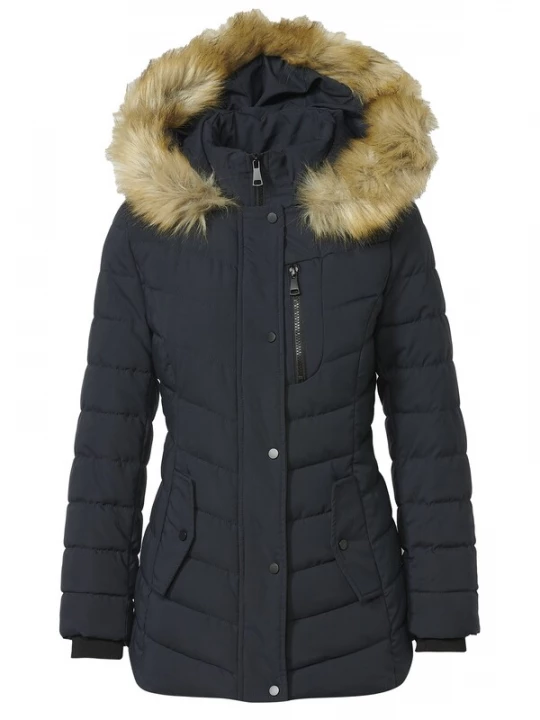 Foto van product KOROSHI Winterparka navy / donkerblauw / lichtbruin