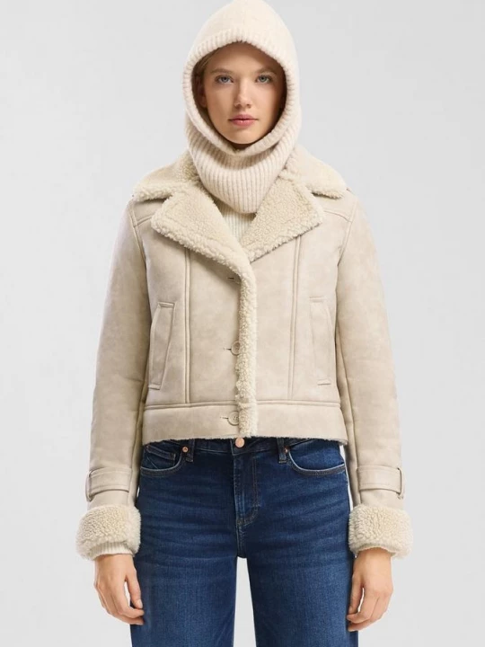 Foto van product Kort jack in lamsvachtlook QS beżowy