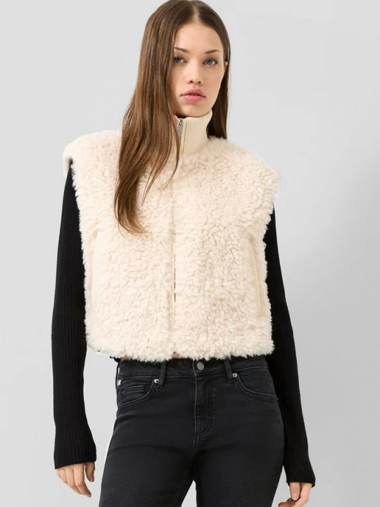 Foto van product Kort vest met bontlook QS beżowy