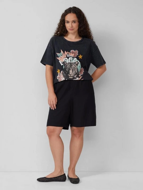 Foto van product Korte broek van linnen en viscosemix QS zwart