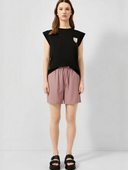 Foto van product Korte broek van viscosemix met elastische tailleband QS roze