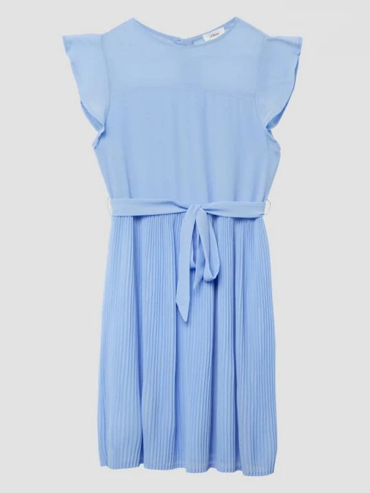 Foto van product Korte chiffon jurk met volantmouwen en strikceintuur s.Oliver blauw