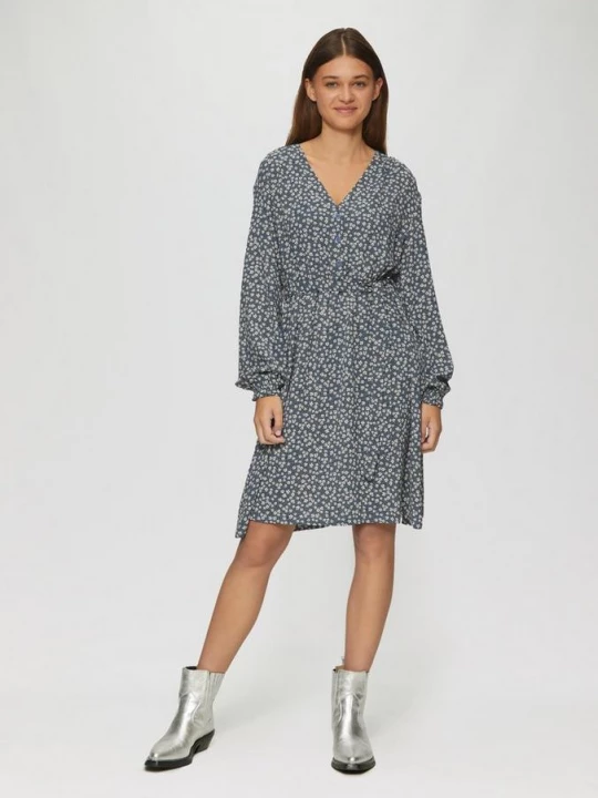 Foto van product Korte crêpe jurk met een all-over print QS