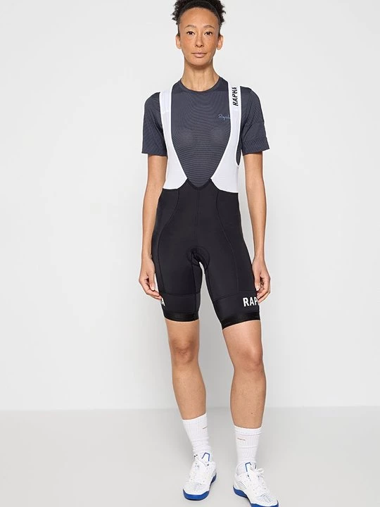 Foto van product Korte fietsbroek met bandjes Rapha zwart