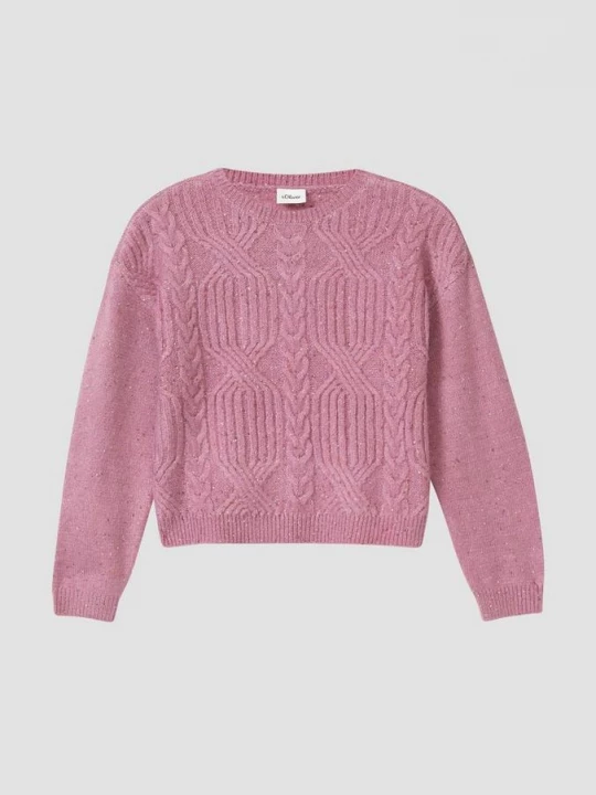 Foto van product Korte gebreide trui in loose fit met kabelpatroon s.Oliver roze