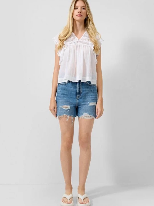 Foto van product Korte jeans voor mama's / Relaxed fit / Hoog uitgesneden QS blauw