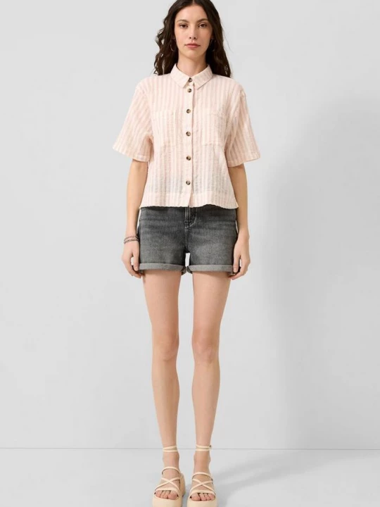 Foto van product Korte jeans voor mama's / Relaxed fit / Hoog uitgesneden QS grijs