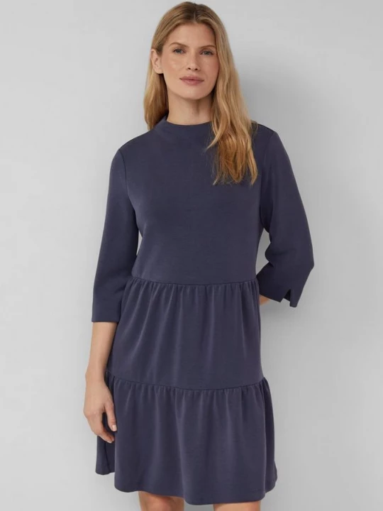 Foto van product Korte jurk met 3 / 4 mouwen met split en volants op de rok s.Oliver blauw